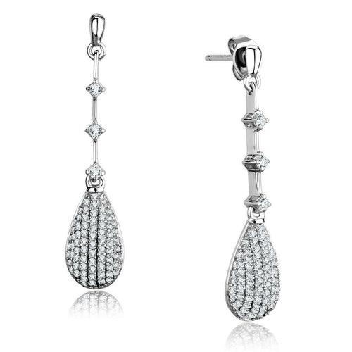 TS292 - Rhodium 925 Sterling Silver Earrings with AAA Grade CZ in - Brand My Case