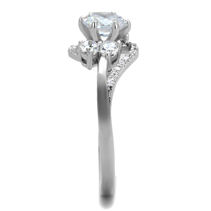 TS305 - Rhodium 925 Sterling Silver Ring with AAA Grade CZ in Clear - Brand My Case