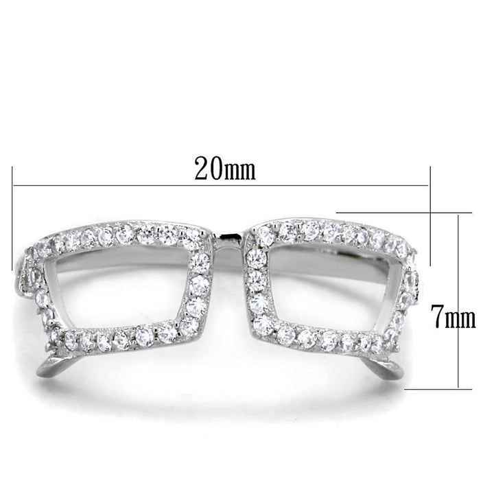 TS306 - Rhodium 925 Sterling Silver Ring with AAA Grade CZ in Clear - Brand My Case