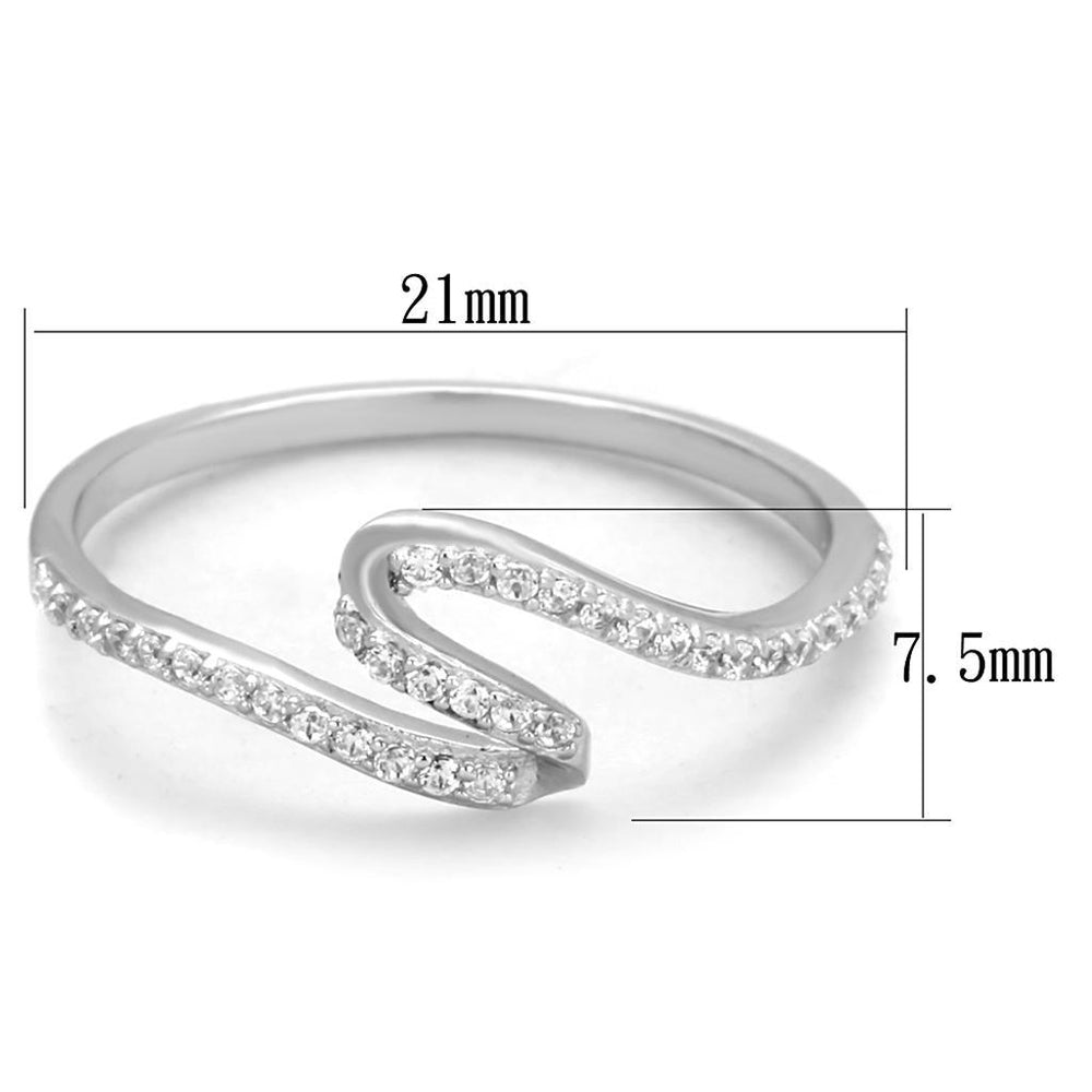TS368 - Rhodium 925 Sterling Silver Ring with AAA Grade CZ in Clear - Brand My Case