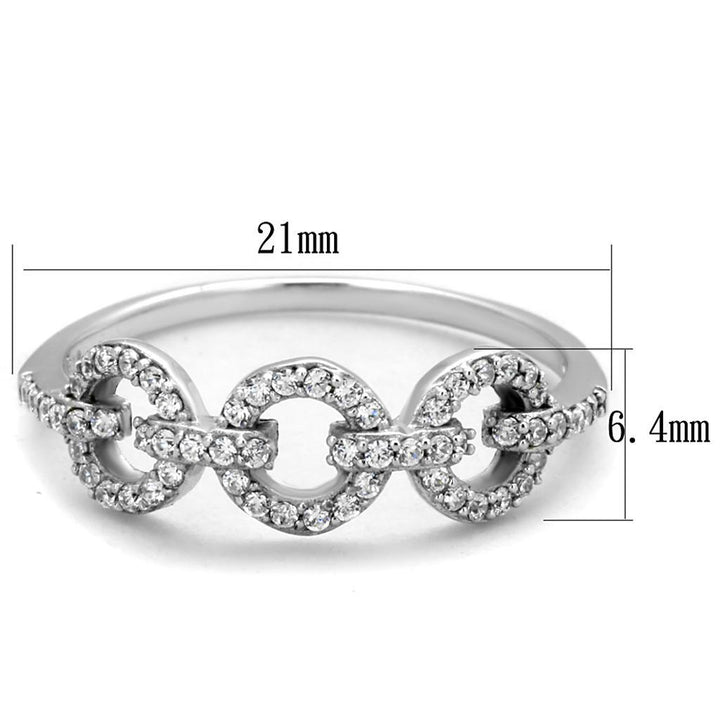 TS400 - Rhodium 925 Sterling Silver Ring with AAA Grade CZ in Clear - Brand My Case