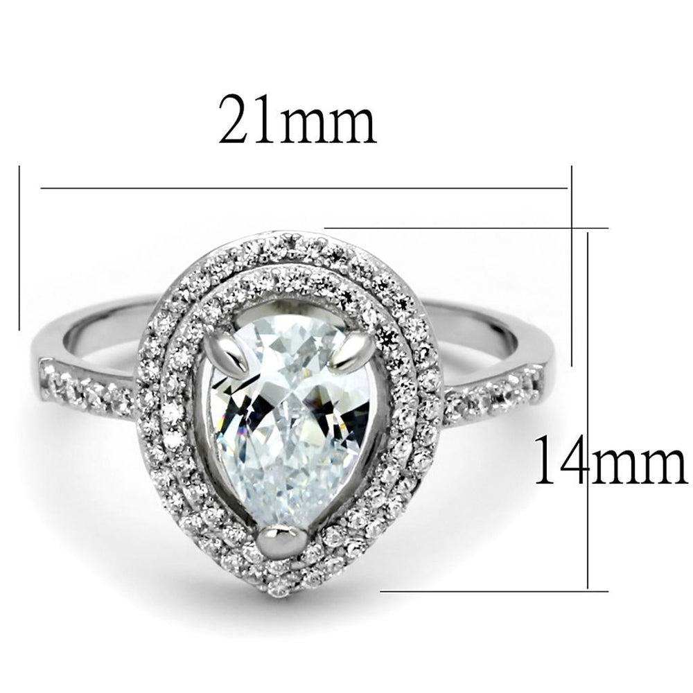 TS414 - Rhodium 925 Sterling Silver Ring with AAA Grade CZ in Clear - Brand My Case