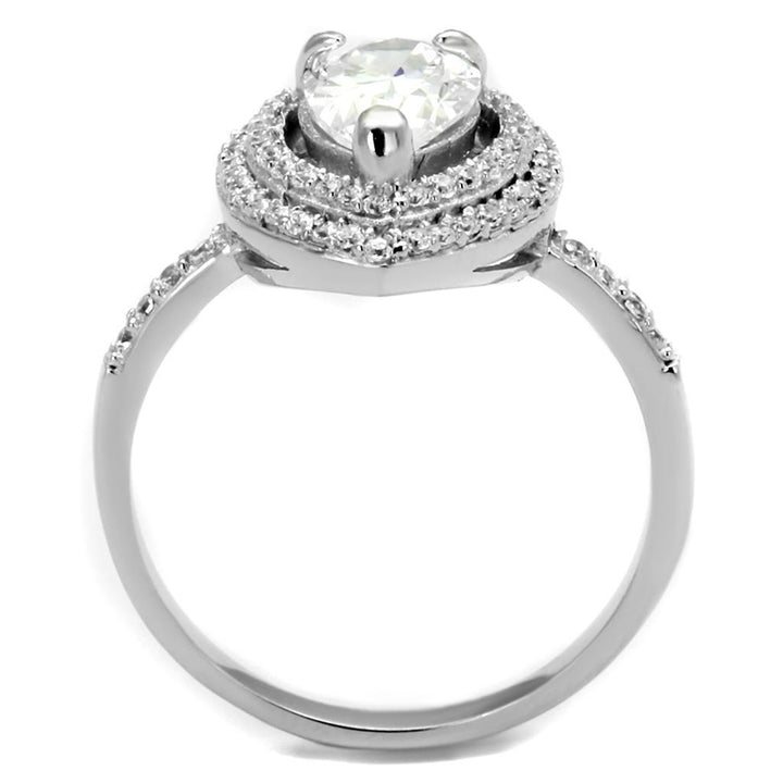 TS414 - Rhodium 925 Sterling Silver Ring with AAA Grade CZ in Clear - Brand My Case