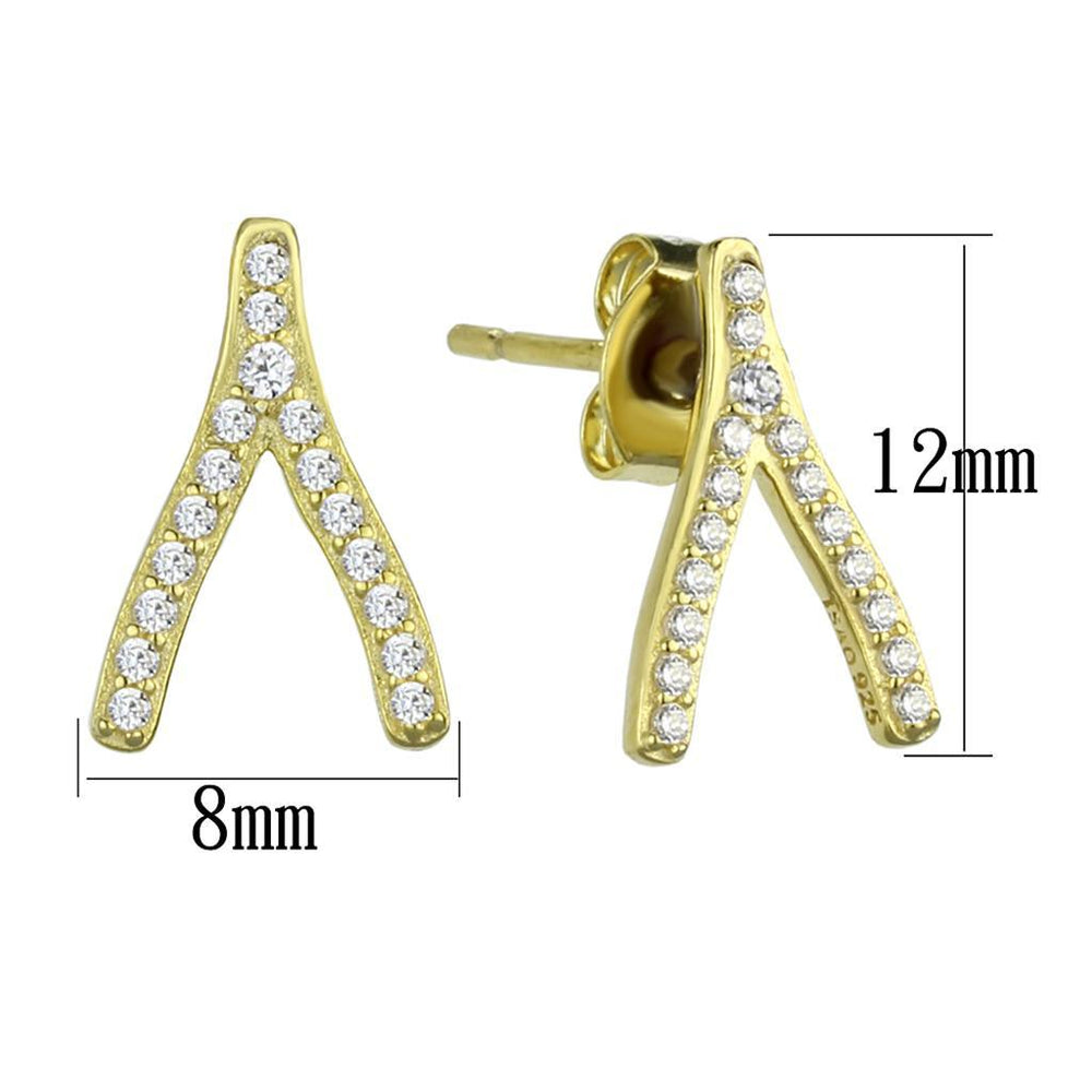 TS443 - Gold 925 Sterling Silver Earrings with AAA Grade CZ in Clear - Brand My Case