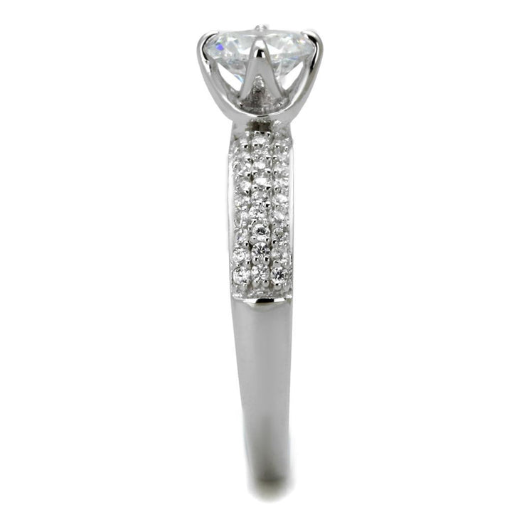 TS458 - Rhodium 925 Sterling Silver Ring with AAA Grade CZ in Clear - Brand My Case