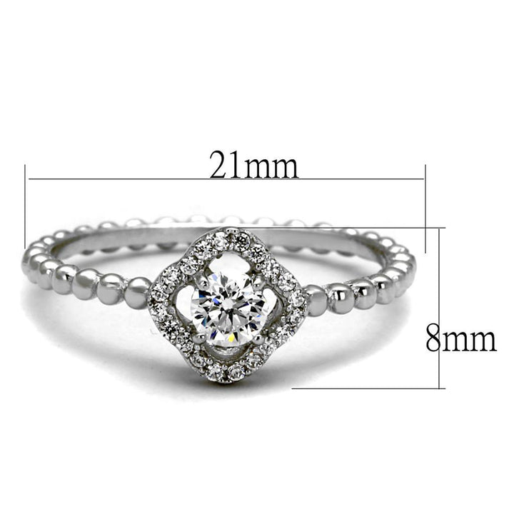 TS462 - Rhodium 925 Sterling Silver Ring with AAA Grade CZ in Clear - Brand My Case