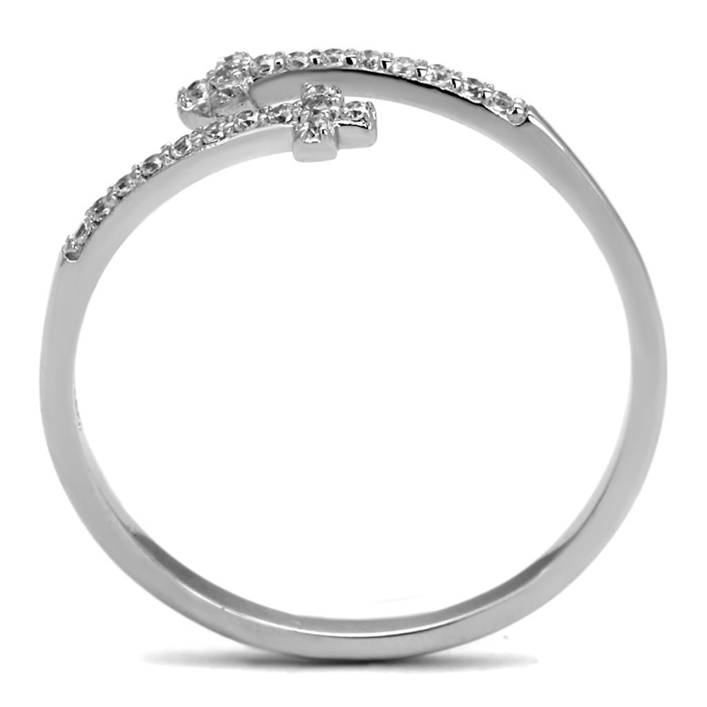 TS463 - Rhodium 925 Sterling Silver Ring with AAA Grade CZ in Clear - Brand My Case