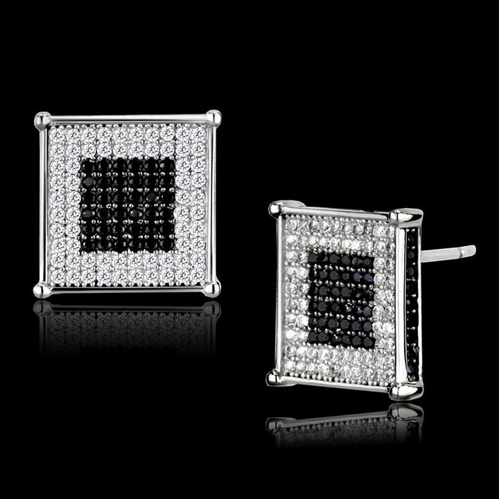 TS481 - Rhodium + Ruthenium 925 Sterling Silver Earrings with AAA - Brand My Case