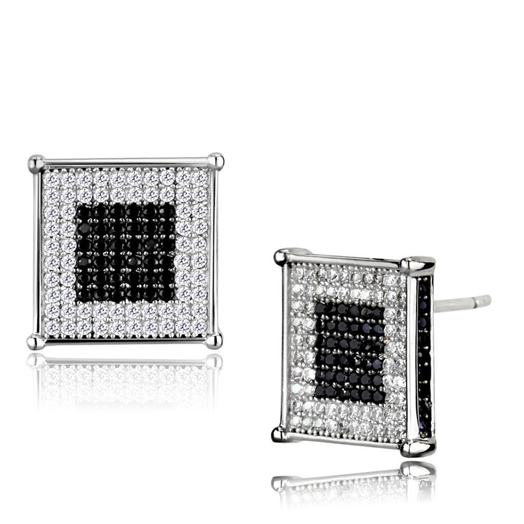 TS481 - Rhodium + Ruthenium 925 Sterling Silver Earrings with AAA - Brand My Case