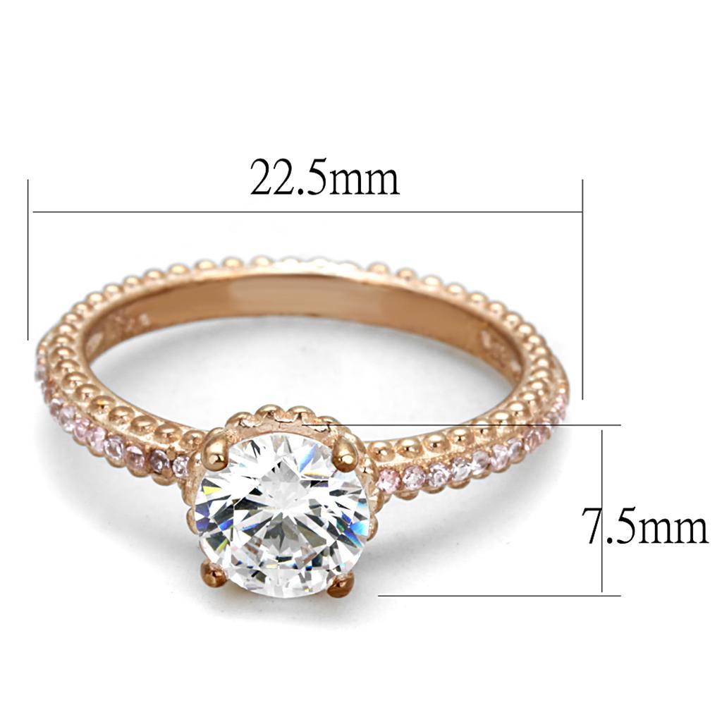 TS518 - Rose Gold 925 Sterling Silver Ring with AAA Grade CZ in Clear - Brand My Case