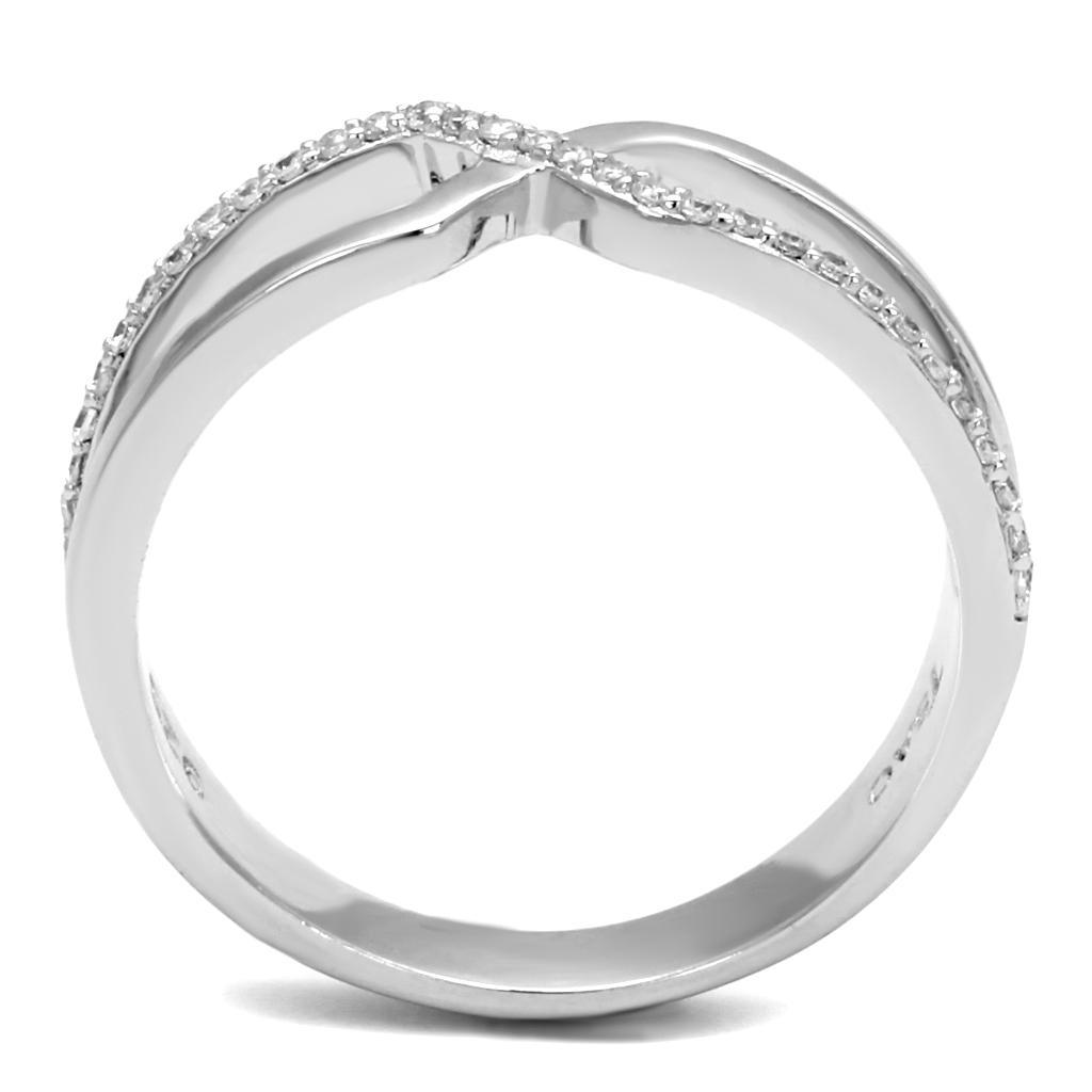 TS540 - Rhodium 925 Sterling Silver Ring with AAA Grade CZ in Clear - Brand My Case