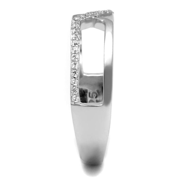 TS540 - Rhodium 925 Sterling Silver Ring with AAA Grade CZ in Clear - Brand My Case