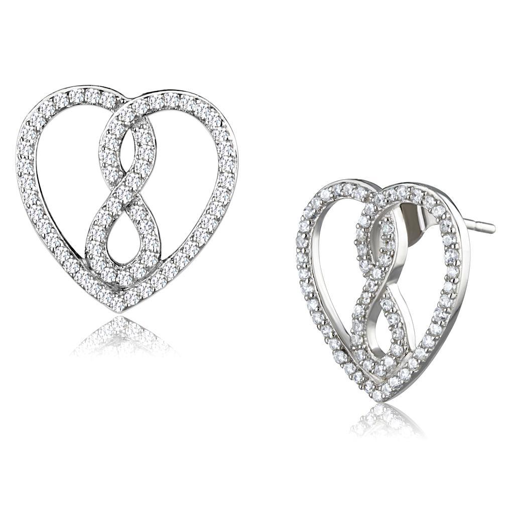TS549 - Rhodium 925 Sterling Silver Earrings with AAA Grade CZ in - Brand My Case