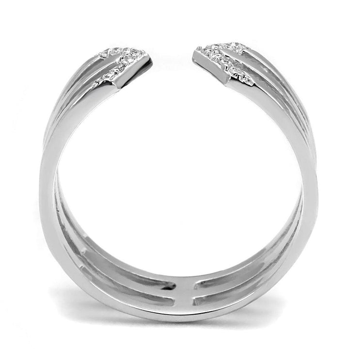 TS574 - Rhodium 925 Sterling Silver Ring with AAA Grade CZ in Clear - Brand My Case