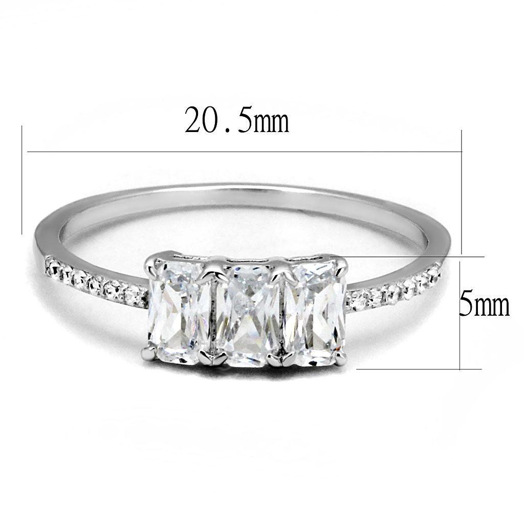 TS579 - Rhodium 925 Sterling Silver Ring with AAA Grade CZ in Clear - Brand My Case
