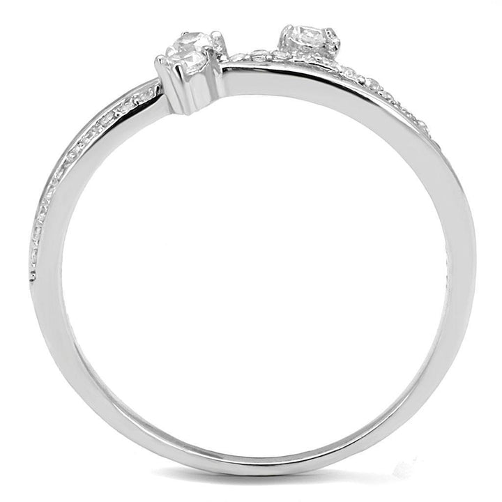 TS581 - Rhodium 925 Sterling Silver Ring with AAA Grade CZ in Clear - Brand My Case