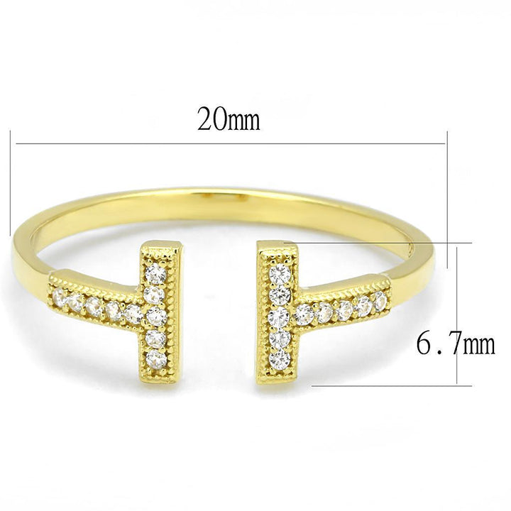 TS598 - Gold 925 Sterling Silver Ring with AAA Grade CZ in Clear - Brand My Case