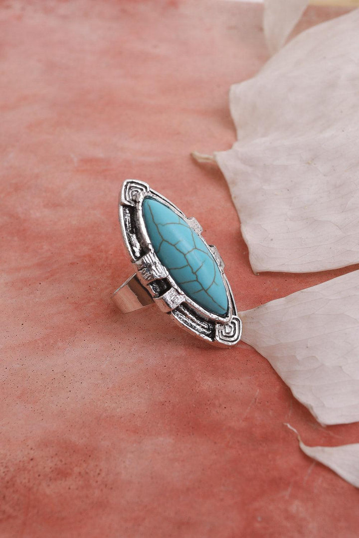 Turquoise Marquise Cut Silver Ring - Brand My Case