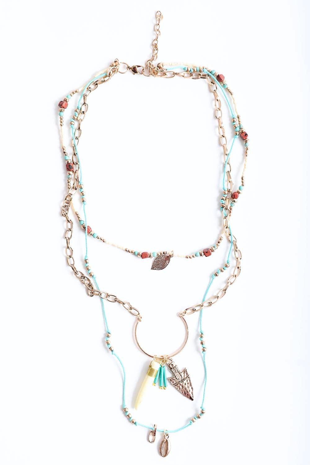 Tusk Horn & Arrow Layered Necklace - Brand My Case