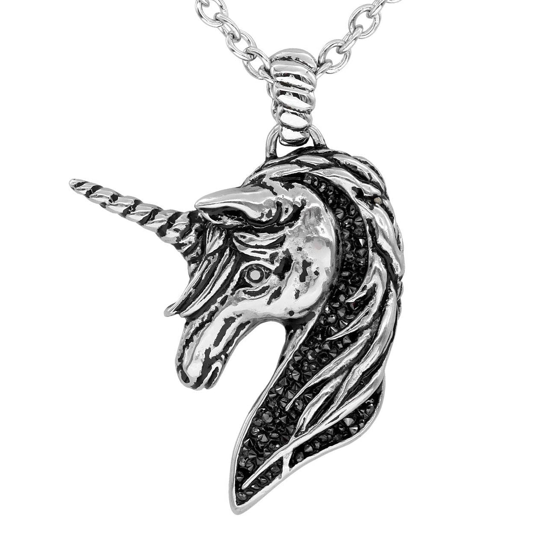 Unicorn Necklace With Black CZ - Brand My Case