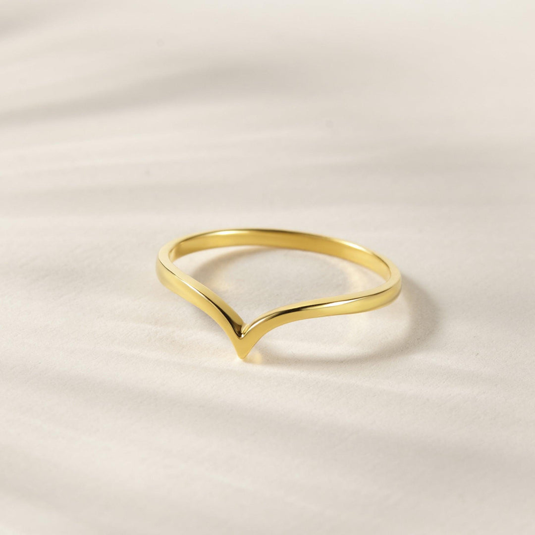 V Minimalist Ring Tiny Stackable Ring - Brand My Case