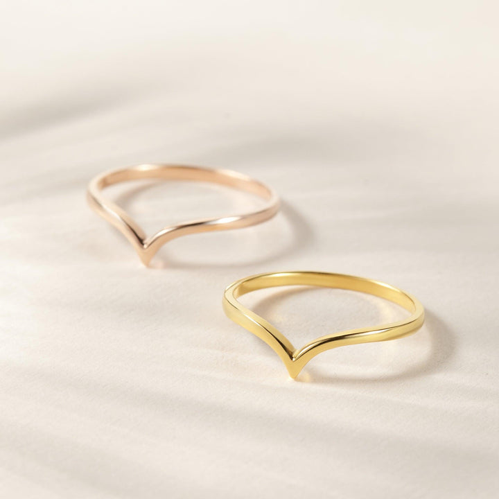 V Minimalist Ring Tiny Stackable Ring - Brand My Case