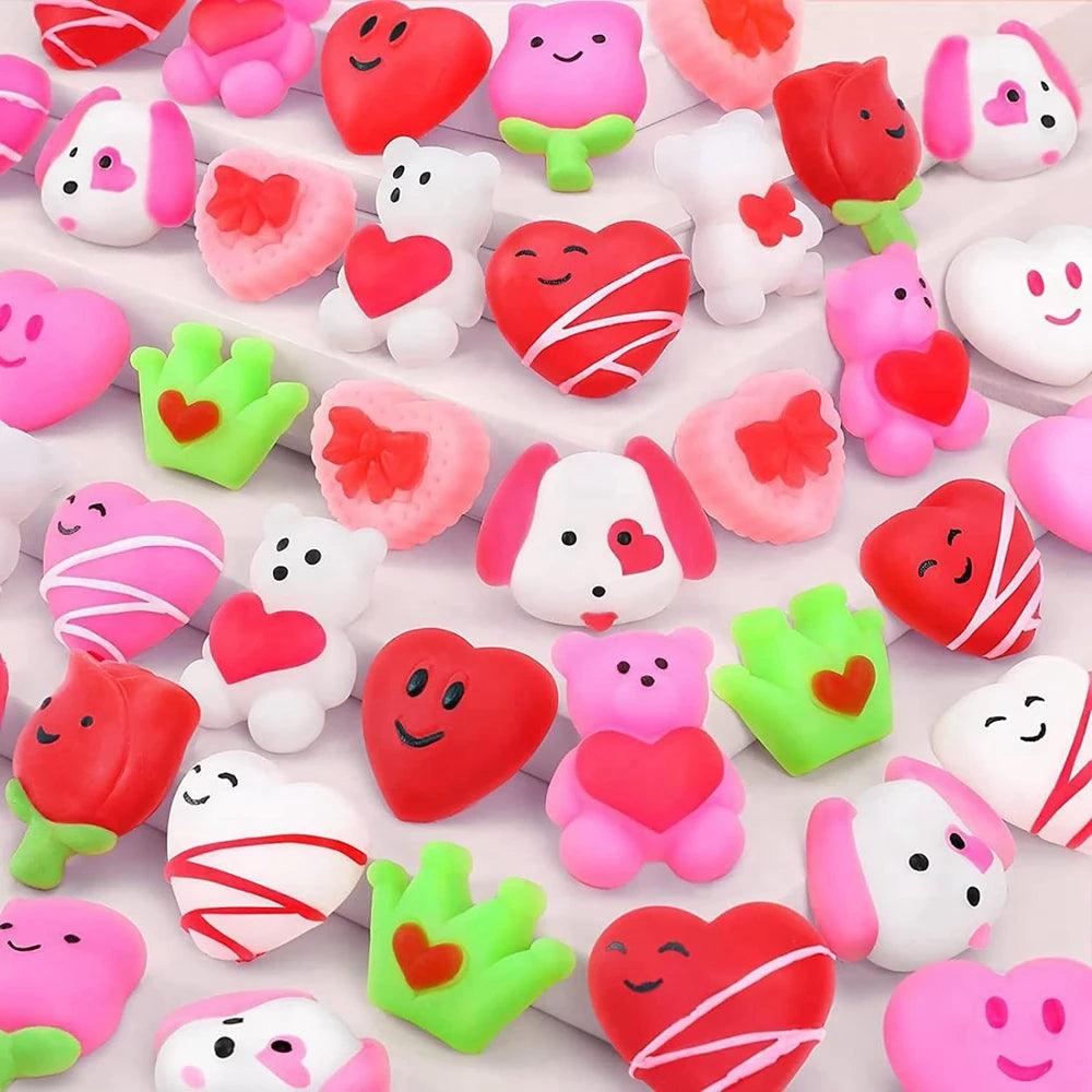 Valentine's Day Mochi Squishies 12/36Pcs - Heart Rose Bear Dog Squeeze Toys - Brand My Case