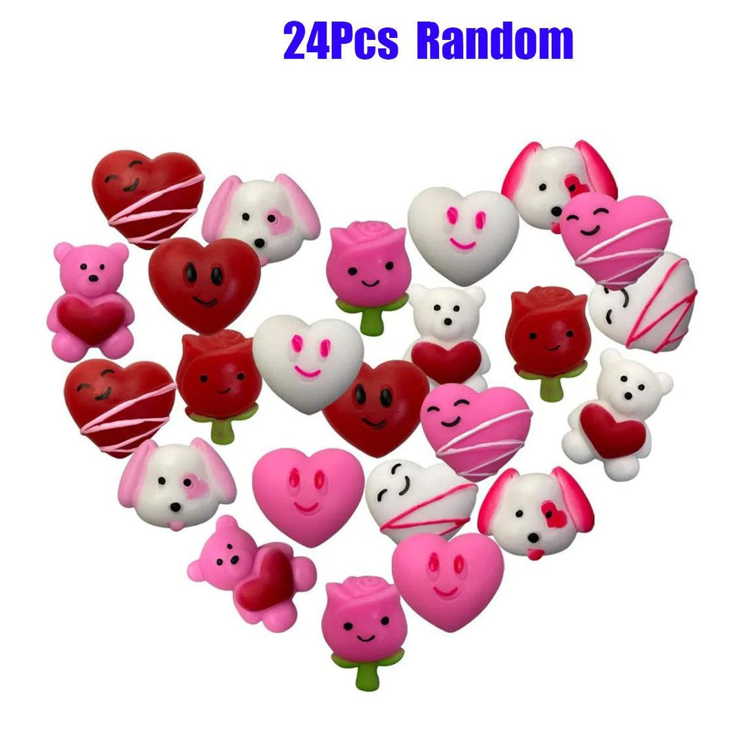 Valentine's Day Mochi Squishies 12/36Pcs - Heart Rose Bear Dog Squeeze Toys - Brand My Case