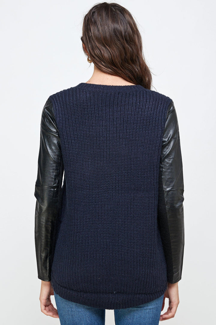 Vegan Leather Sweater High Low Top - Brand My Case