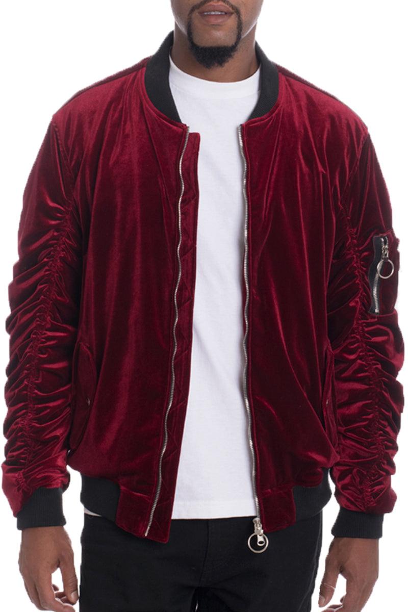 Velour Scrunched Bomber Jacket - Brand My Case