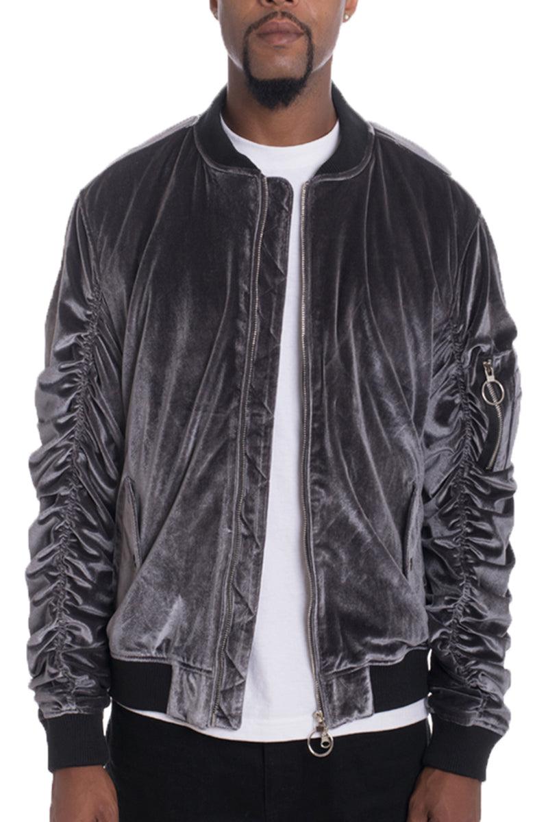 Velour Scrunched Bomber Jacket - Brand My Case