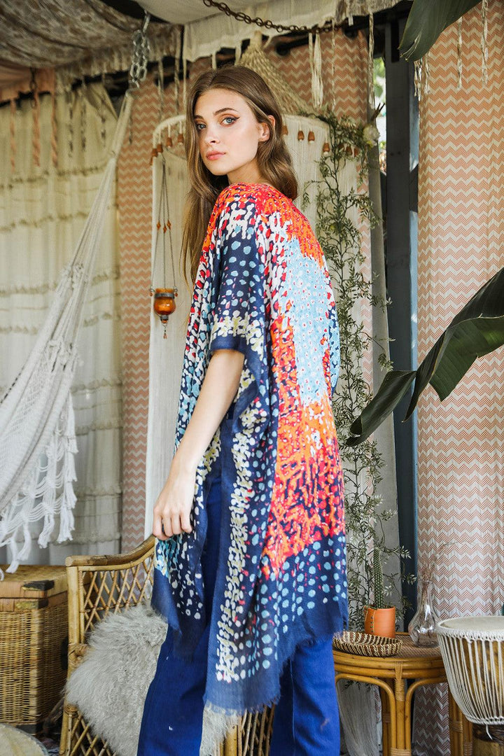 Vibrant Multicolor Frayed Kimono - Brand My Case