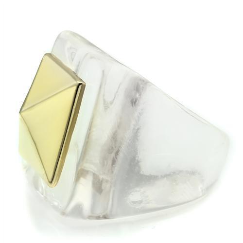 VL015 - Gold Brass Ring with Synthetic Synthetic Stone in Clear - Brand My Case