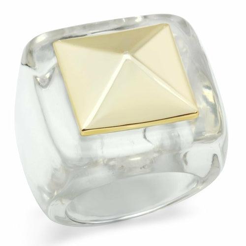 VL015 - Gold Brass Ring with Synthetic Synthetic Stone in Clear - Brand My Case