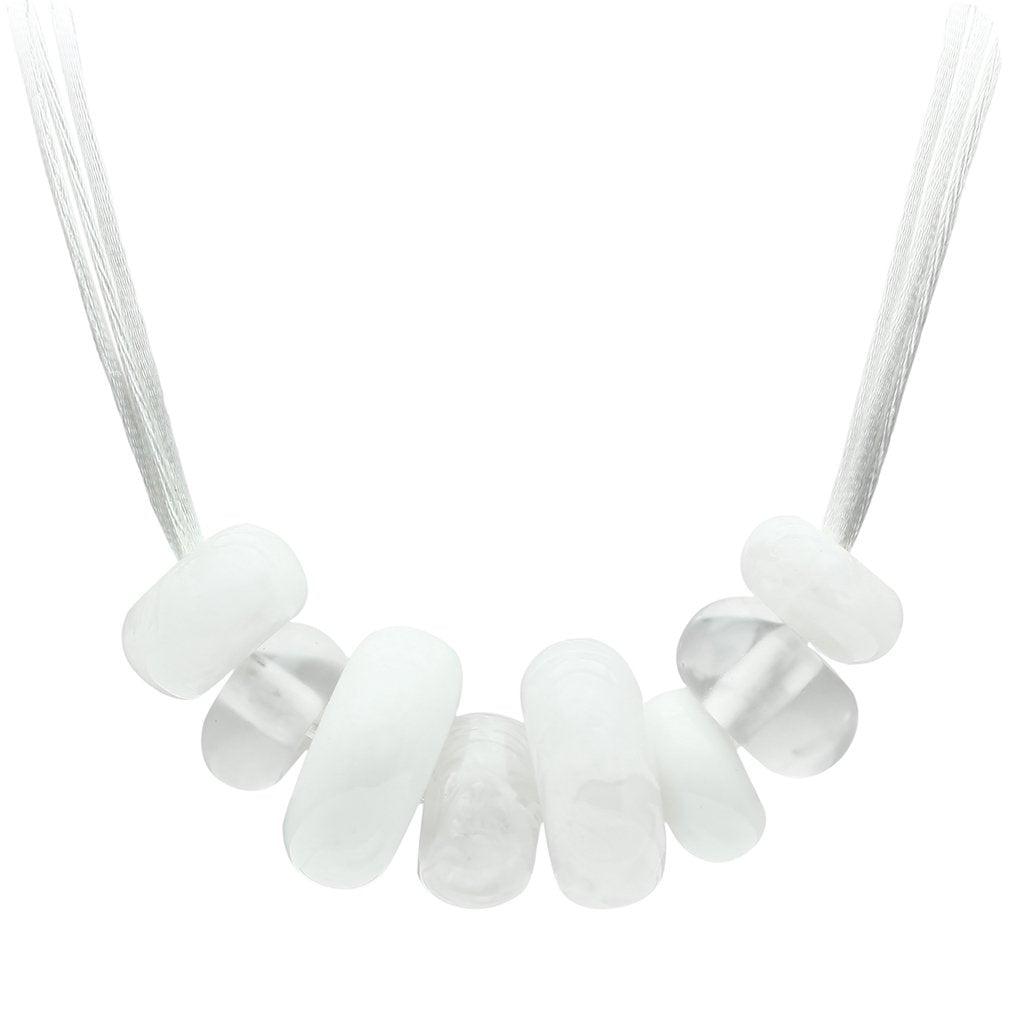 VL024 - Resin Necklace with Synthetic Synthetic Stone in White - Brand My Case