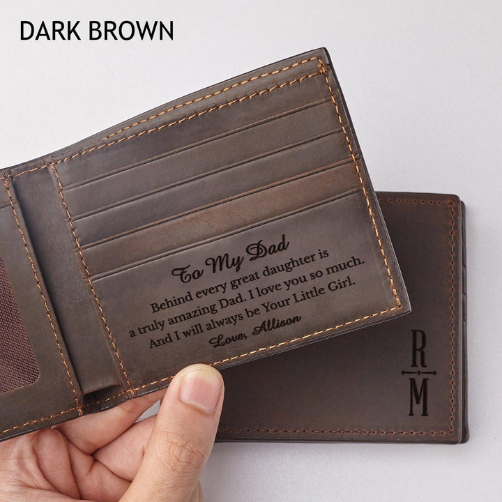 Wallet Gifts For Dad, Mens Leather Wallet, Dad Gift From Daughter - Brand My Case