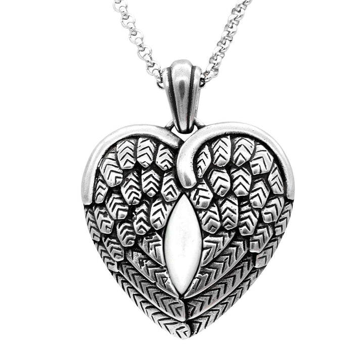 Wanderlust - Winged Heart with Mother Pearl Necklace - Brand My Case