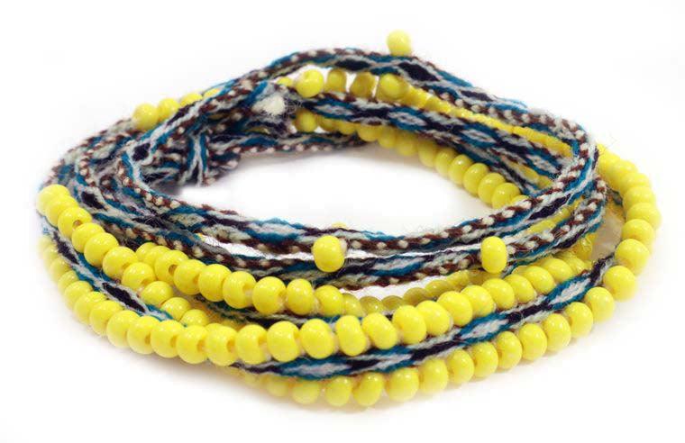 Washed Out, Yellow Beaded, Neutrals with Teal, Tie Wraps - Brand My Case