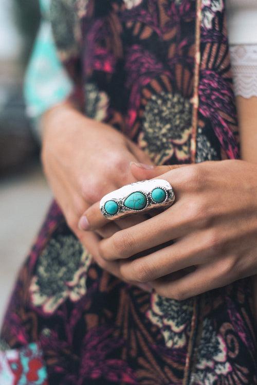 Waterfall Droplet Turquoise Stone Ring - Brand My Case