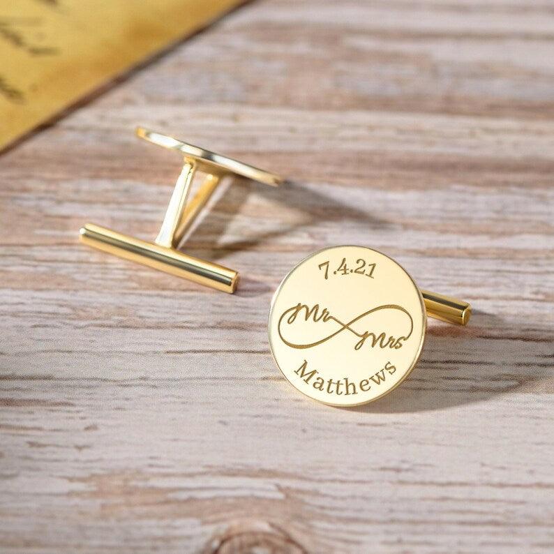 Wedding Gift For Groom, Personalized Cufflinks, Groom Gift from Bride - Brand My Case