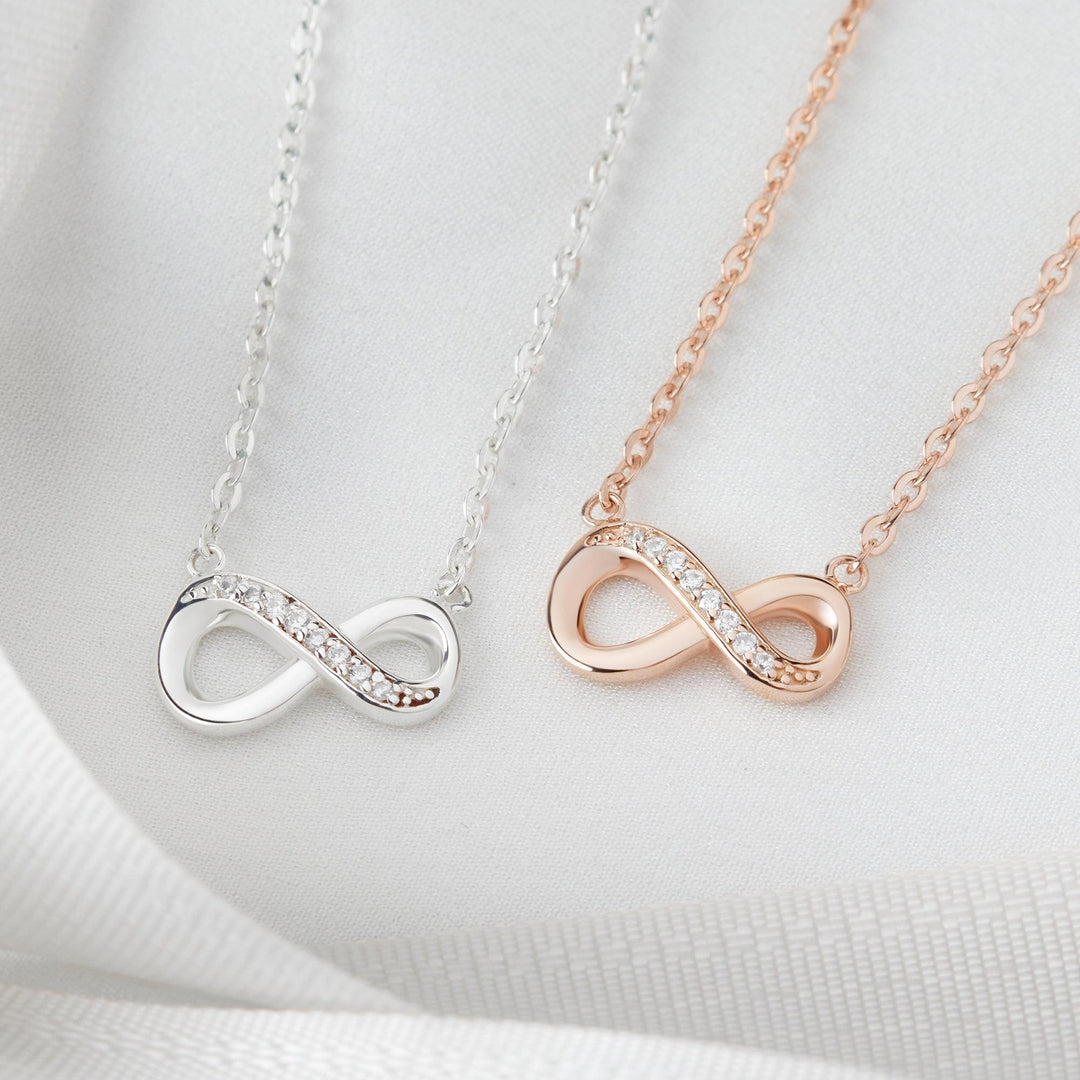 White CZ Stone Infinity Necklace, Infinite Necklace, Women Jewelry - Brand My Case