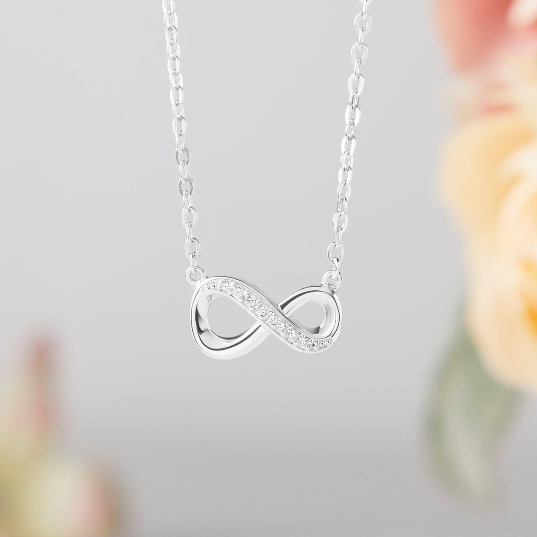 White CZ Stone Infinity Necklace, Infinite Necklace, Women Jewelry - Brand My Case