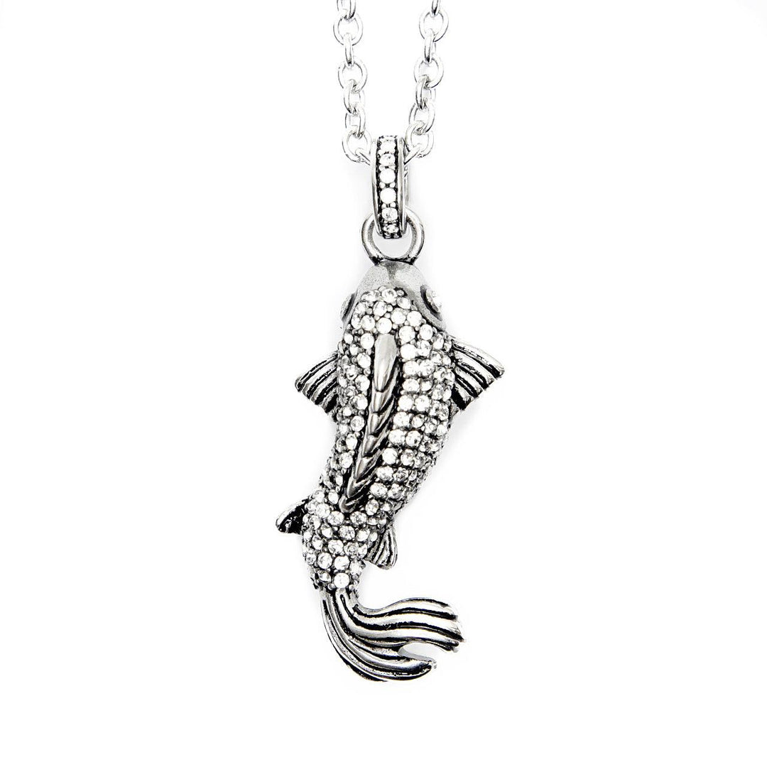 White Sparkling Koi Fish Necklace - Brand My Case