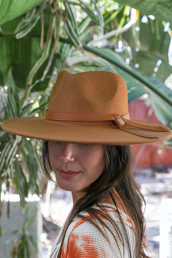Wide Brim Leather Ribbon Bolero Hat - Brand My Case