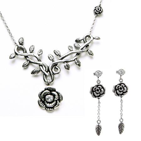 Wild Hibiscus Rose Necklace & Earrings Set - Brand My Case