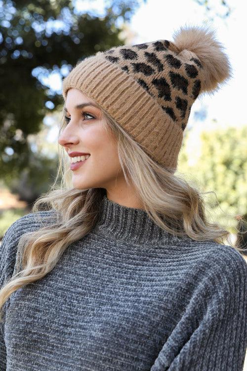Wild Leopard Knit Beanie - Brand My Case