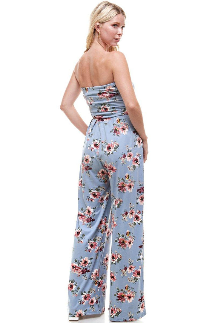 Women Floral Strapless Jumpsuit - Brand My Case