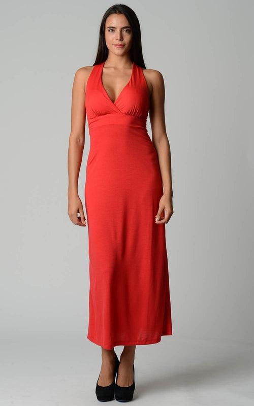 Women's Halter Maxi Dress with Cross Back Straps - Brand My Case