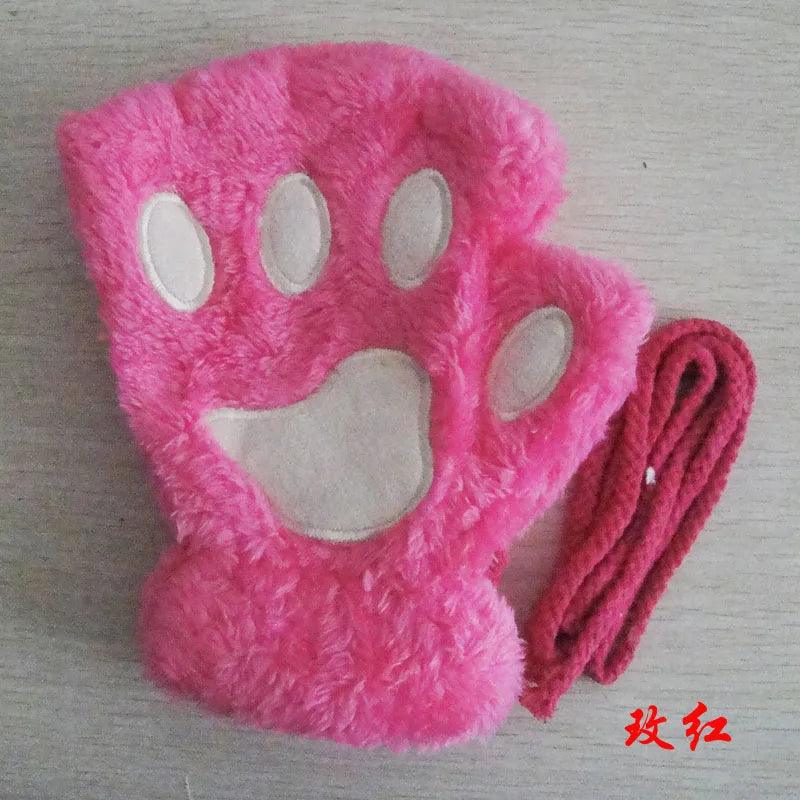 Women's Lovely Cartoon Fluffy Bear Cat Paw Mittens - Brand My Case