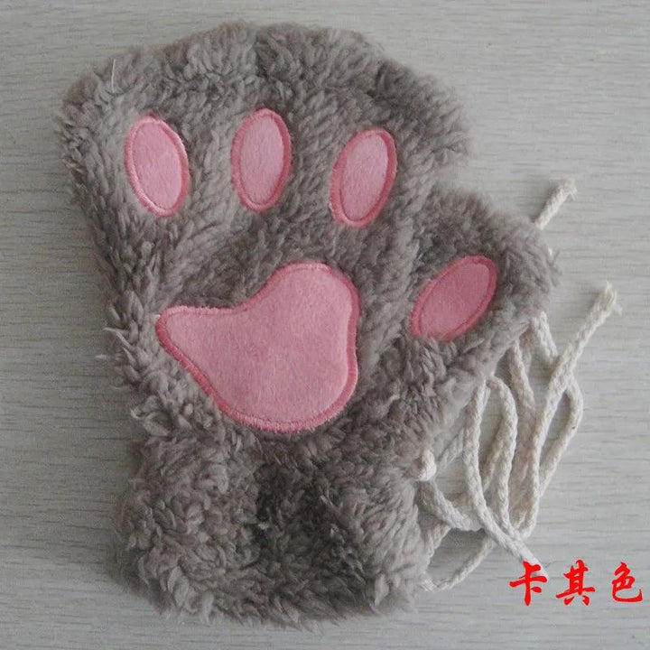 Women's Lovely Cartoon Fluffy Bear Cat Paw Mittens - Brand My Case